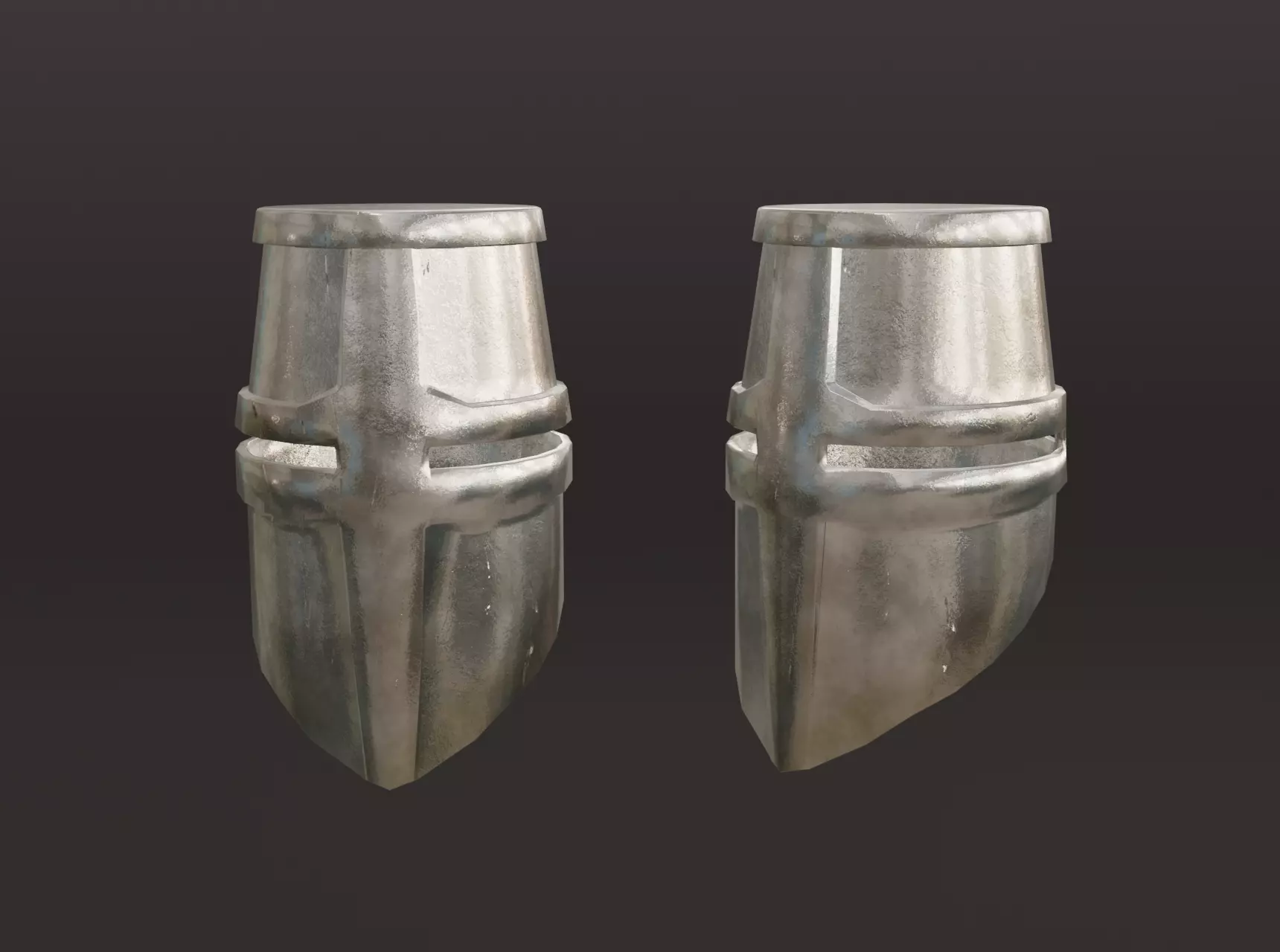 Medieval great helmet - medieval helmet Low-poly 3D model_0