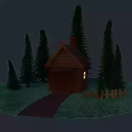 Multihouse log cabin in forest