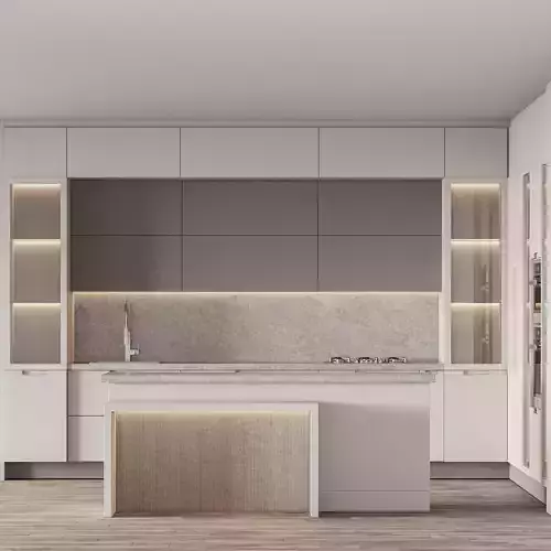 Kitchen001 modern kitchen with cabinets and marble counter tops