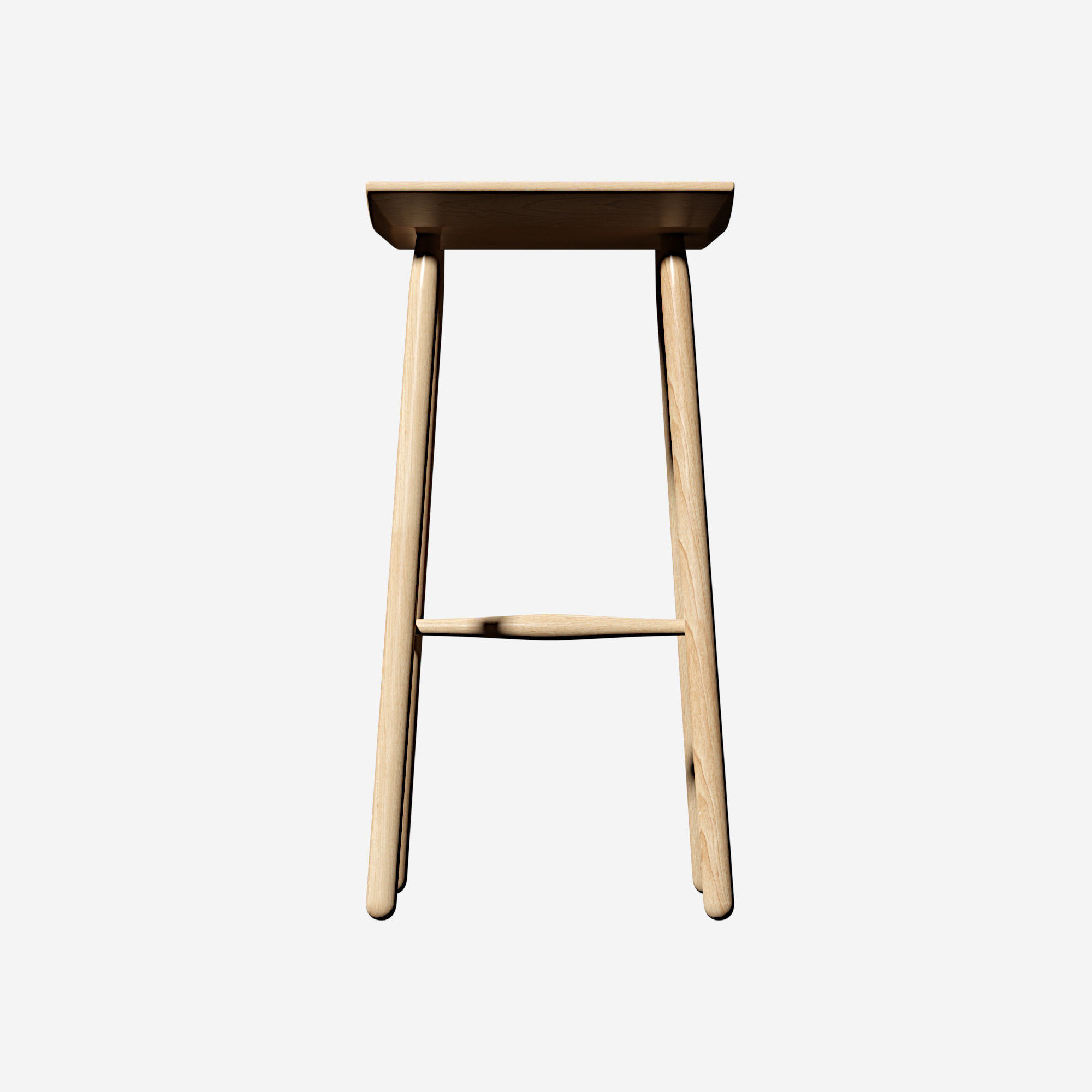 Chair wooden stool Low-poly 3D model_3