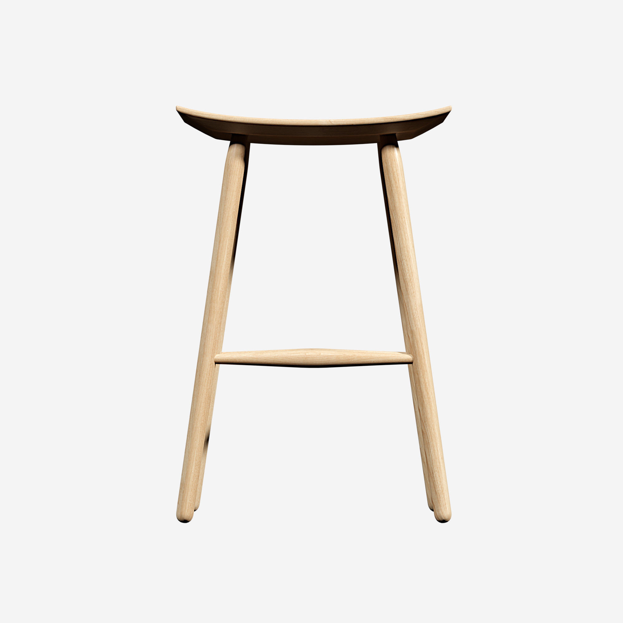 Chair wooden stool Low-poly 3D model_1