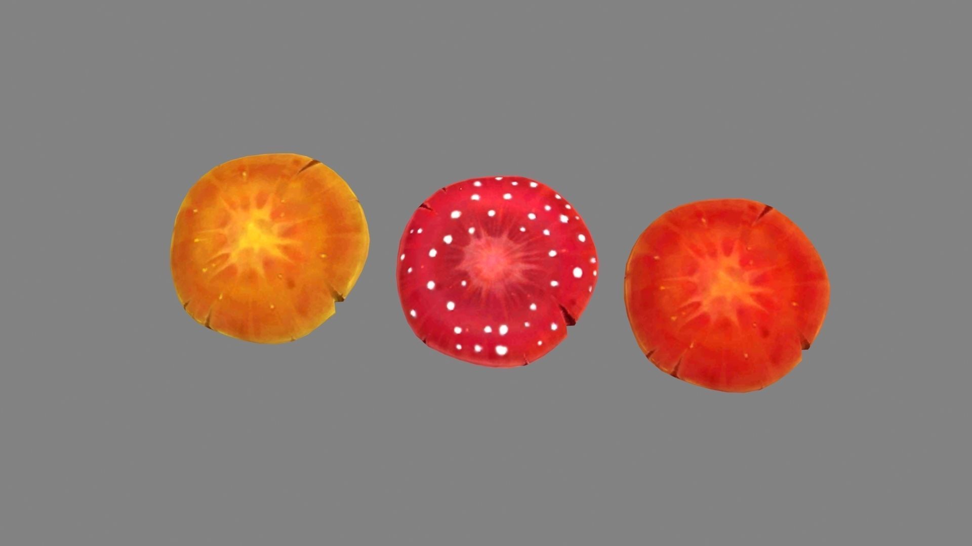 Cartoon poisonous mushrooms Low-poly 3D model_1