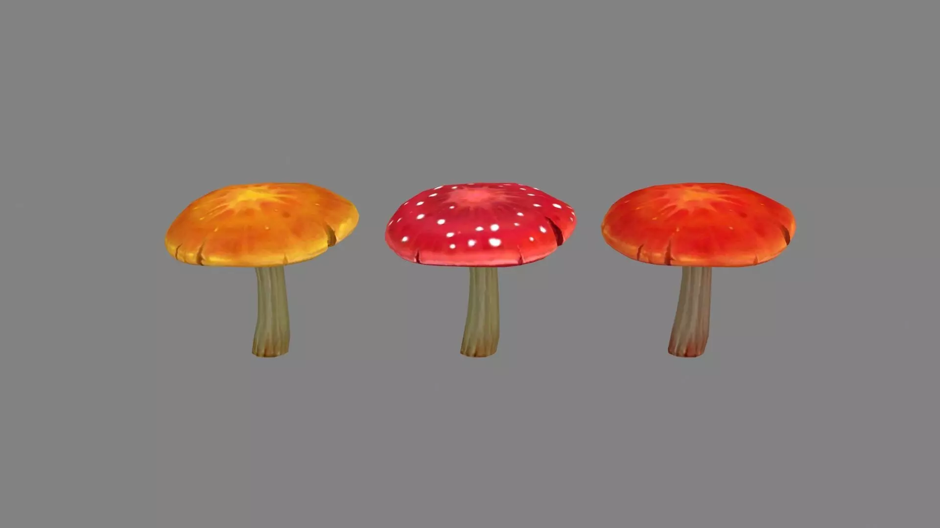 Cartoon poisonous mushrooms Low-poly 3D model_0