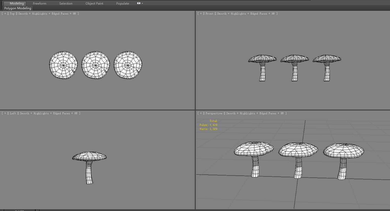 Cartoon poisonous mushrooms Low-poly 3D model_5