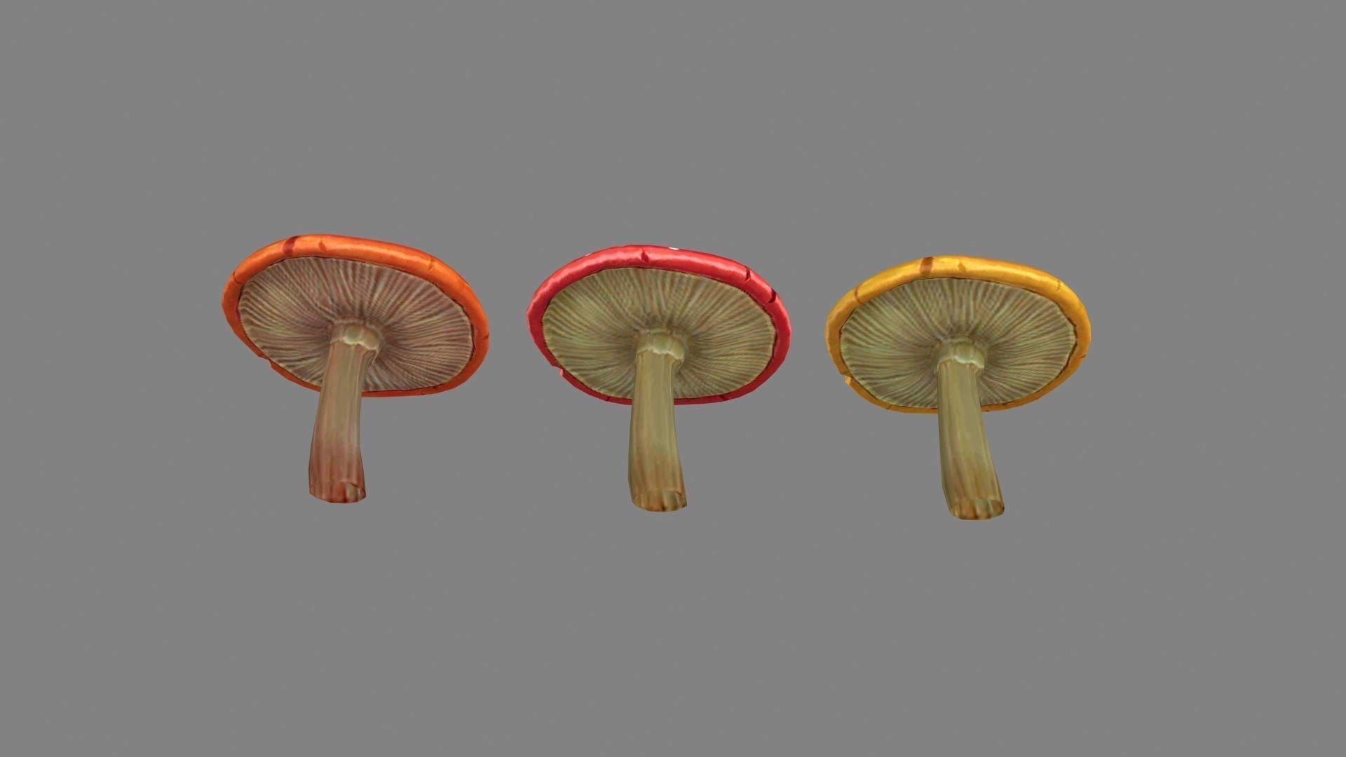 Cartoon poisonous mushrooms Low-poly 3D model_2