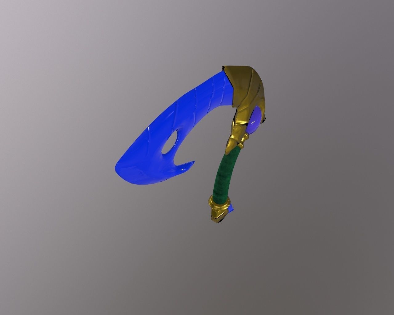 Sickle weapon made of gem and metal Free low-poly 3D model_7