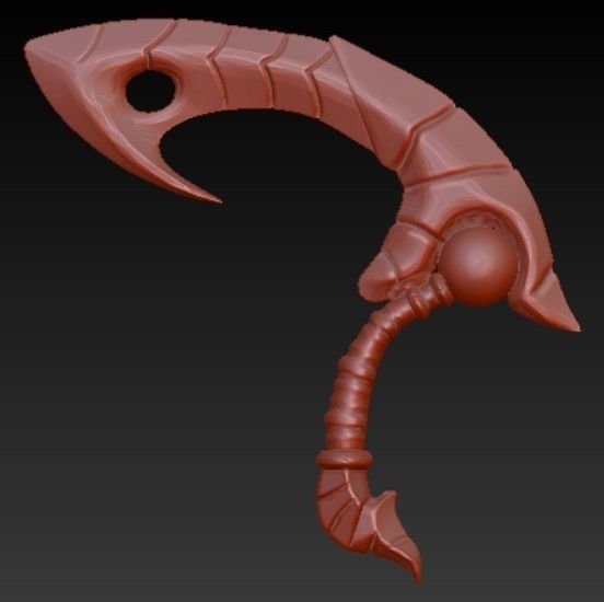 Sickle weapon made of gem and metal Free low-poly 3D model_4