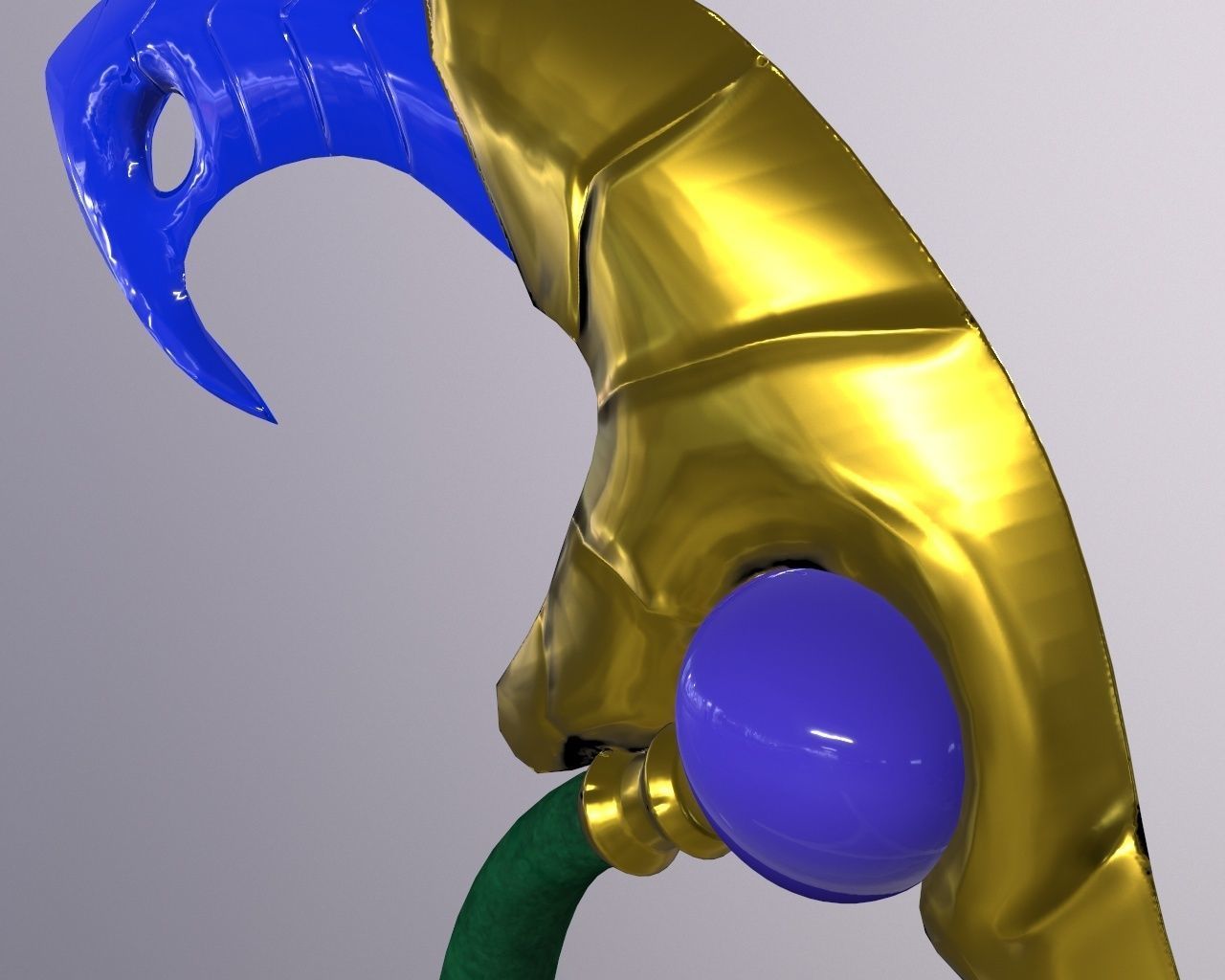 Sickle weapon made of gem and metal Free low-poly 3D model_15