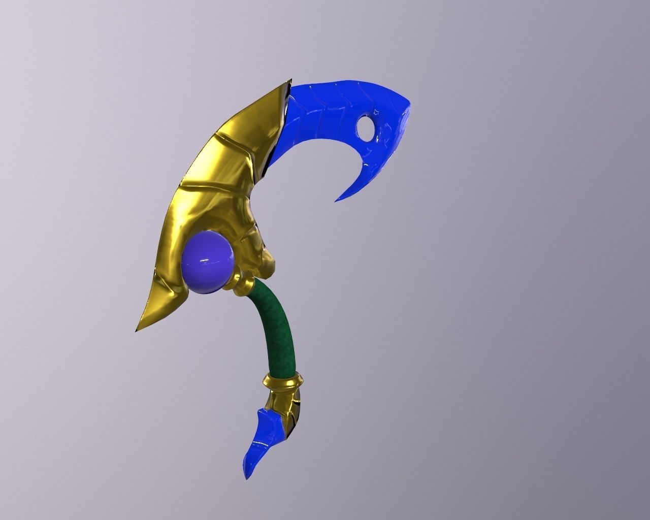 Sickle weapon made of gem and metal Free low-poly 3D model_6