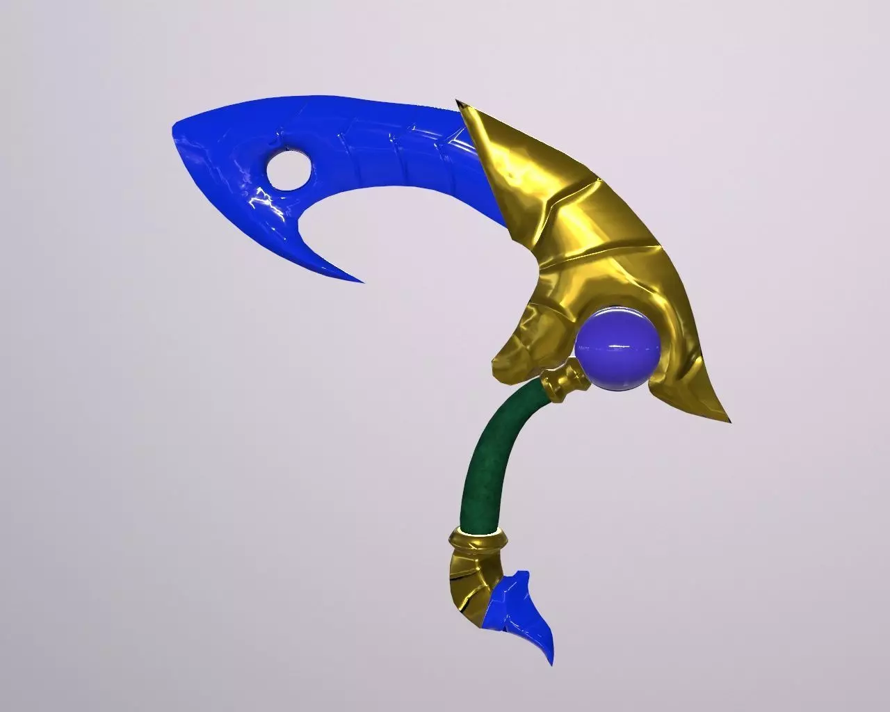 Sickle weapon made of gem and metal Free low-poly 3D model_0