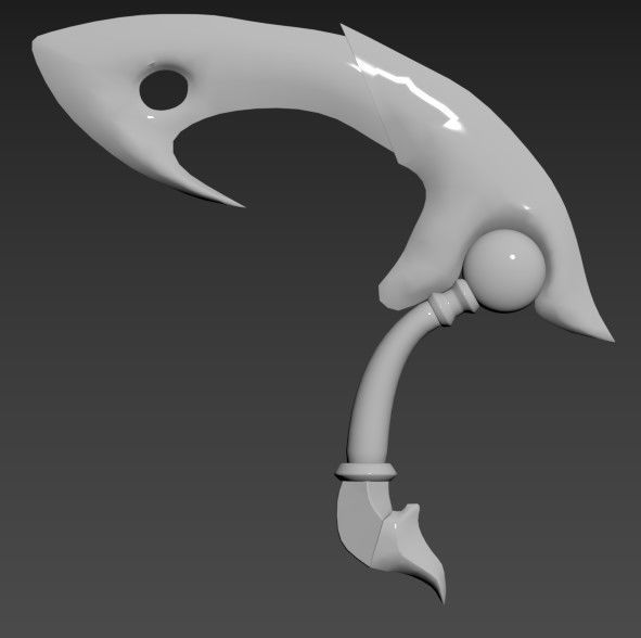 Sickle weapon made of gem and metal Free low-poly 3D model_2