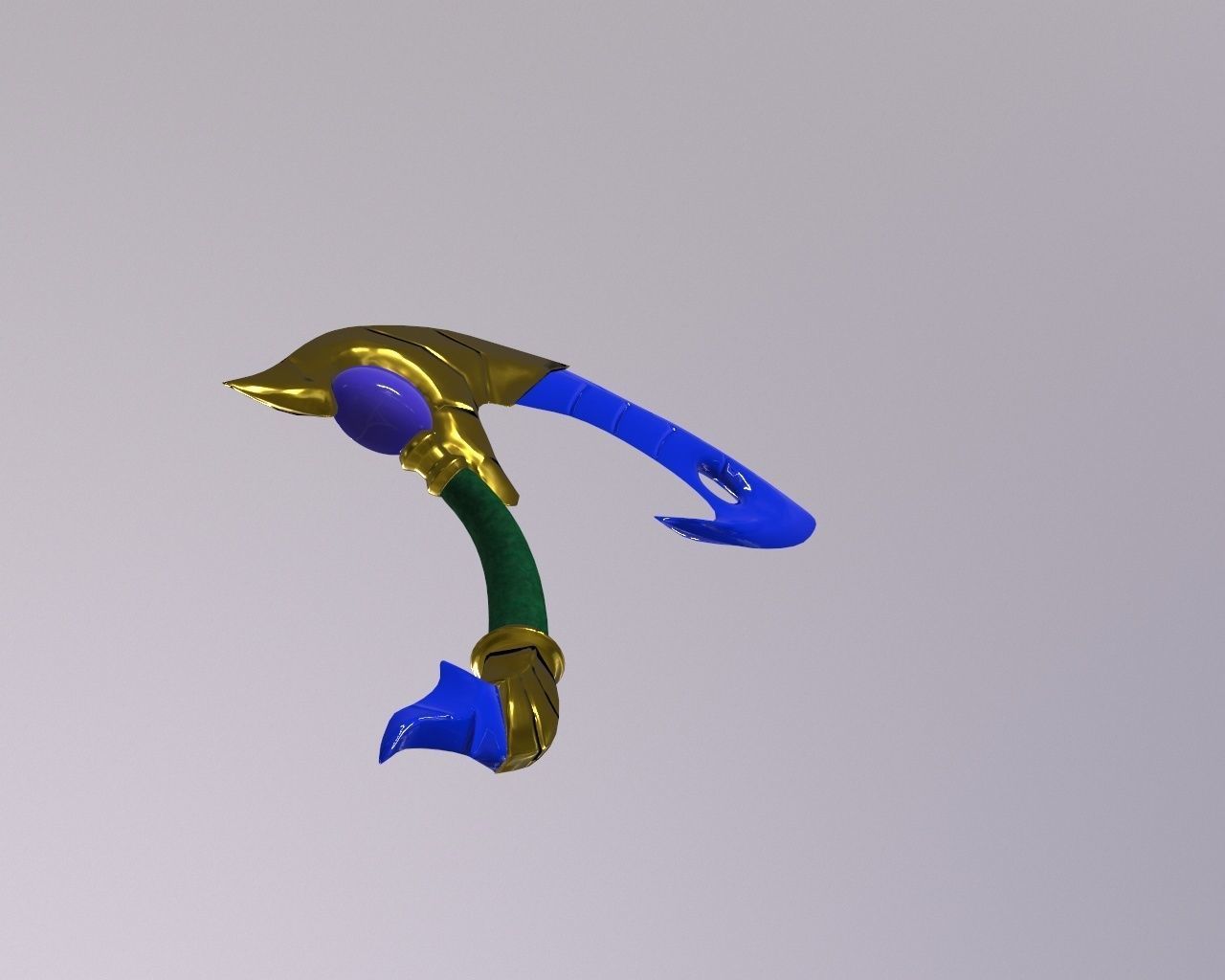 Sickle weapon made of gem and metal Free low-poly 3D model_10
