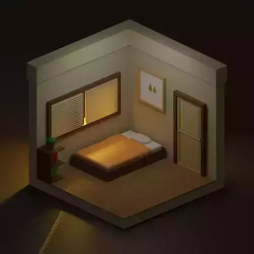 Isometric bedroom Morning Time