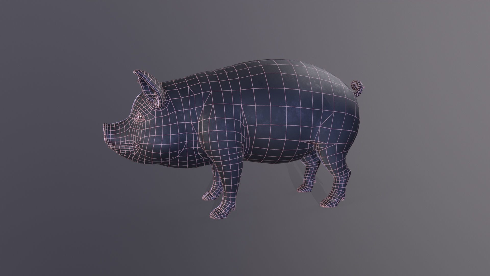 Pig stylized Low-poly 3D model_7
