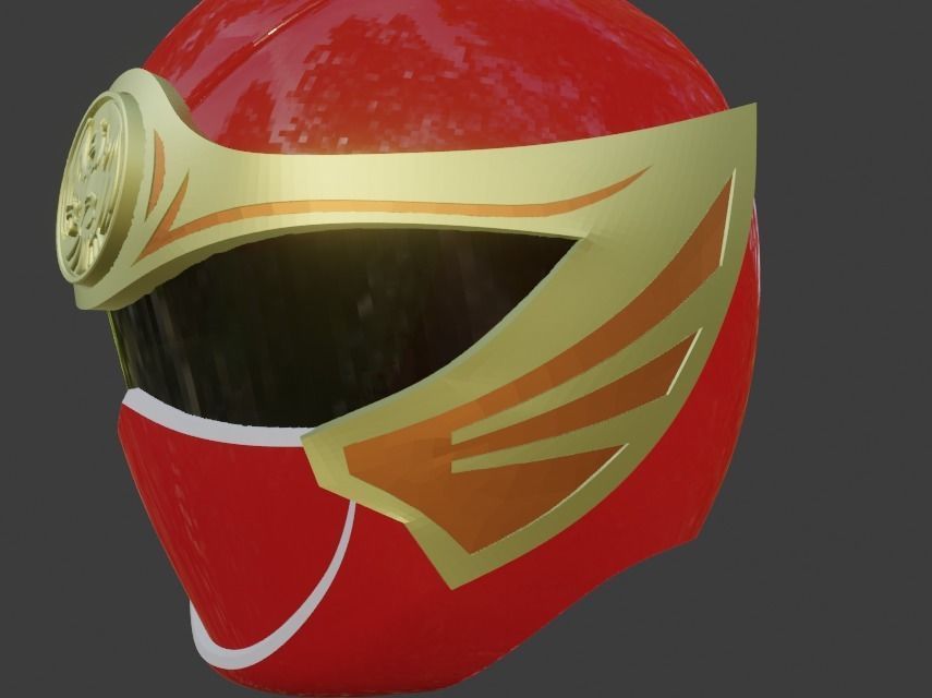 Ninpuu sentai Hurricaneger red 3D print able helmet  3D print model_9