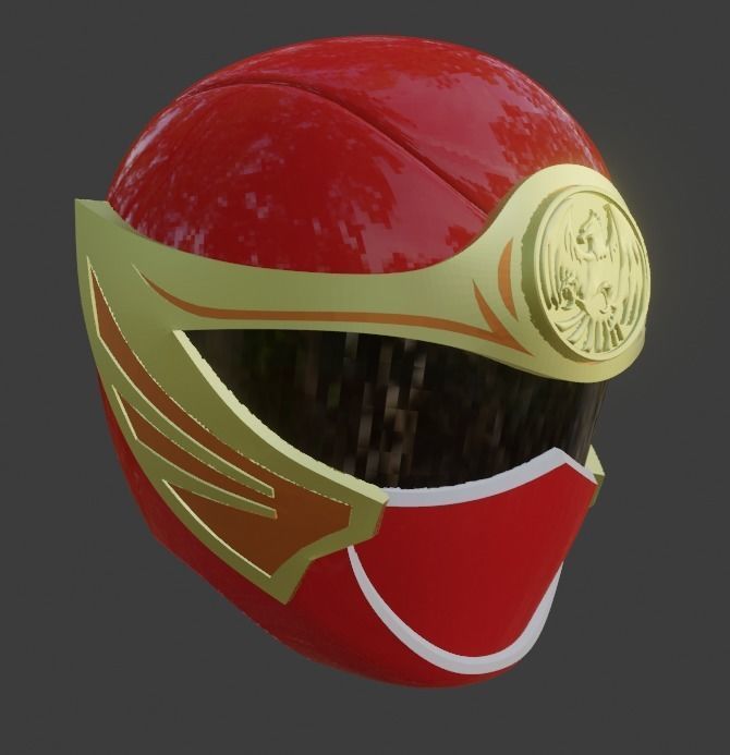 Ninpuu sentai Hurricaneger red 3D print able helmet  3D print model_4
