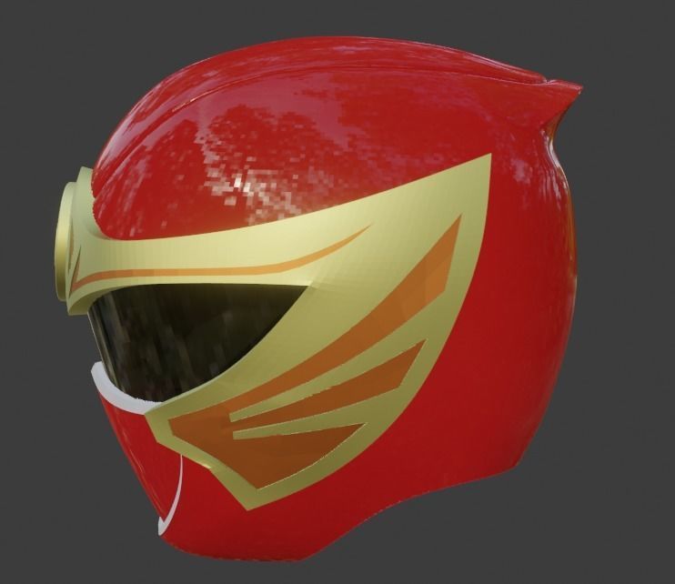 Ninpuu sentai Hurricaneger red 3D print able helmet  3D print model_15