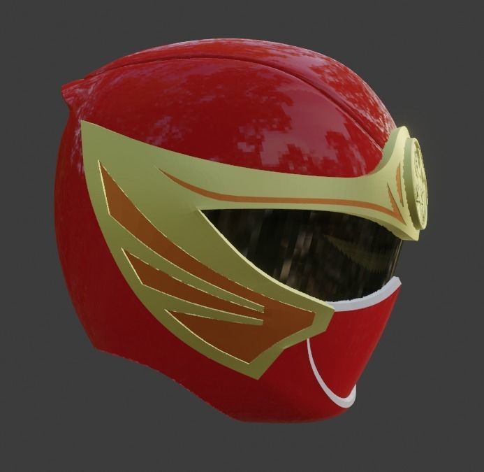 Ninpuu sentai Hurricaneger red 3D print able helmet  3D print model_7