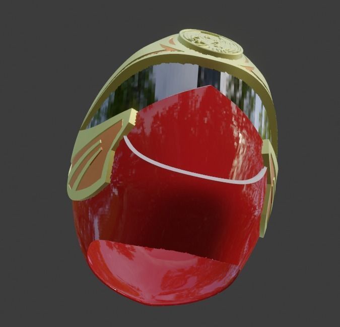 Ninpuu sentai Hurricaneger red 3D print able helmet  3D print model_8