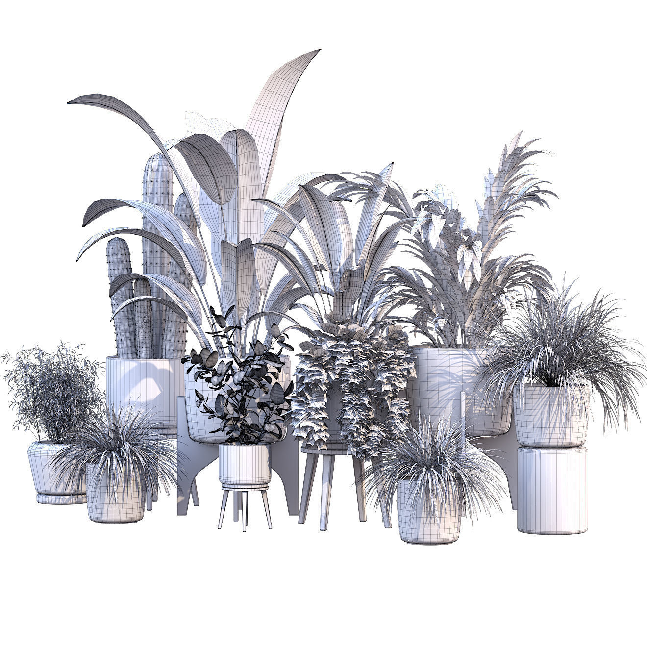 plant in vase collection set 212 3D model_6