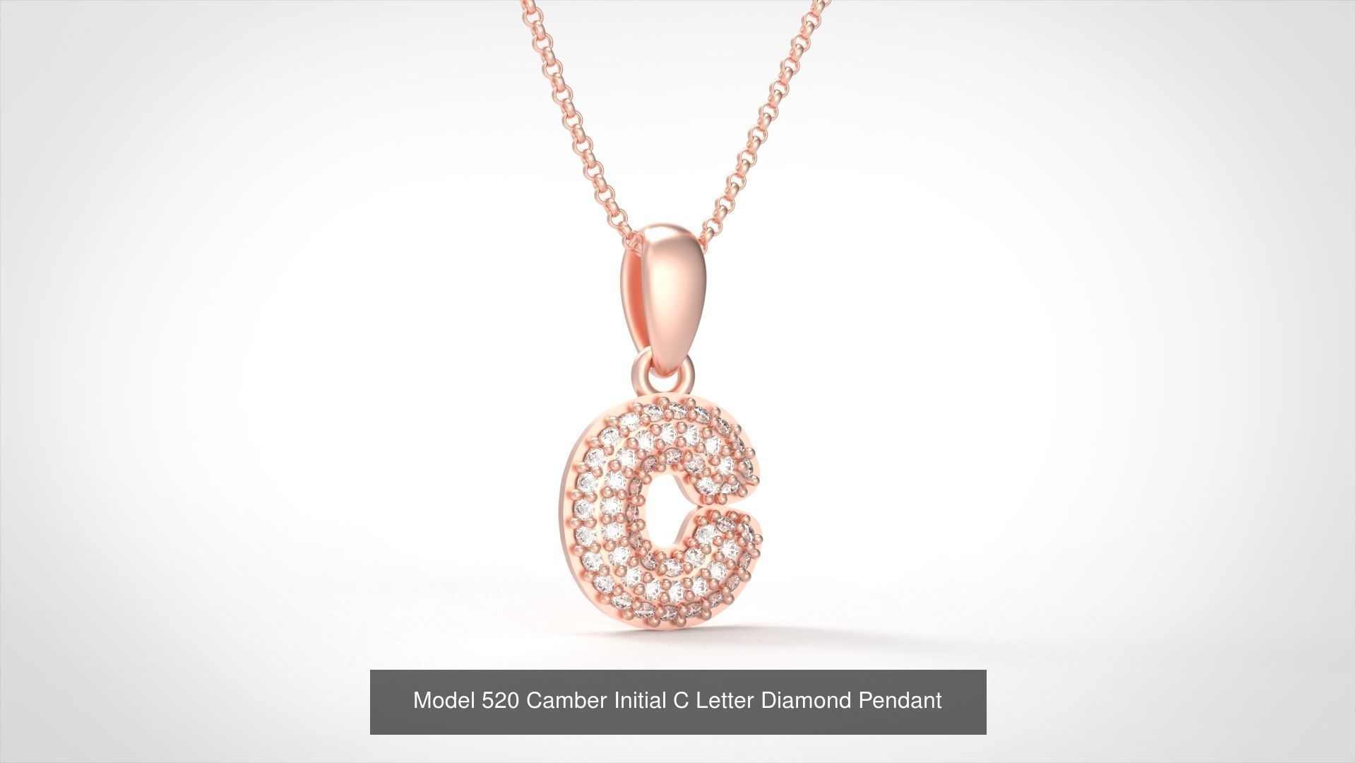 Camber Initial All Letter Diamond Pendant 3D Model Collection_7