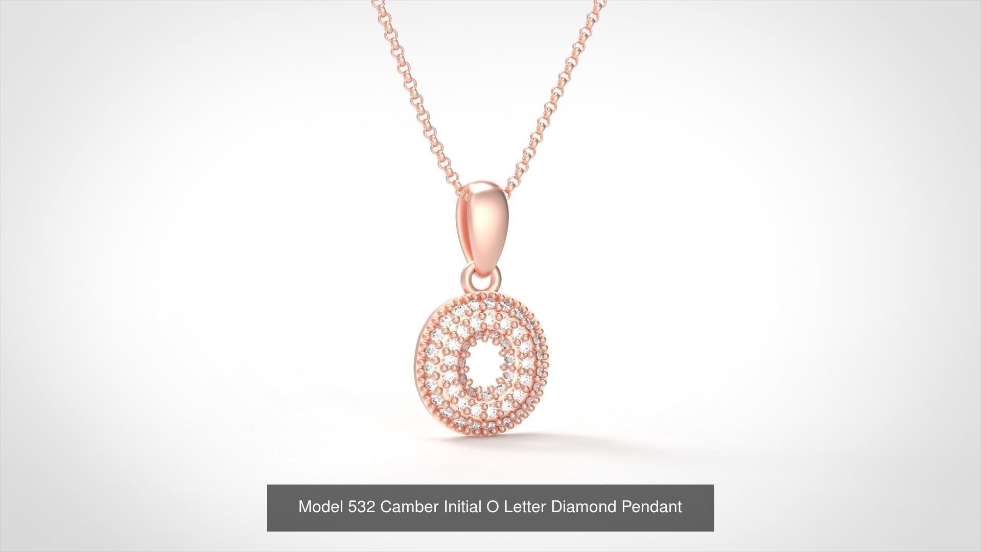 Camber Initial All Letter Diamond Pendant 3D Model Collection_19