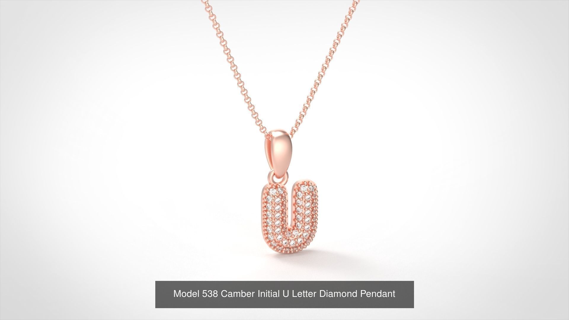 Camber Initial All Letter Diamond Pendant 3D Model Collection_25