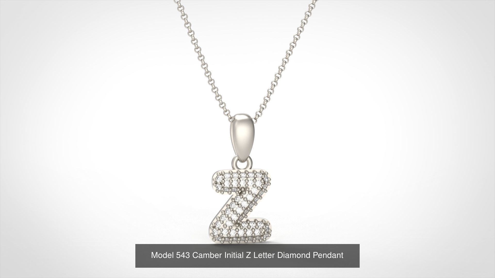 Camber Initial All Letter Diamond Pendant 3D Model Collection_30