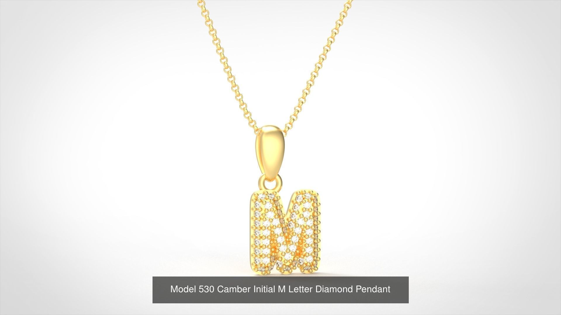 Camber Initial All Letter Diamond Pendant 3D Model Collection_17