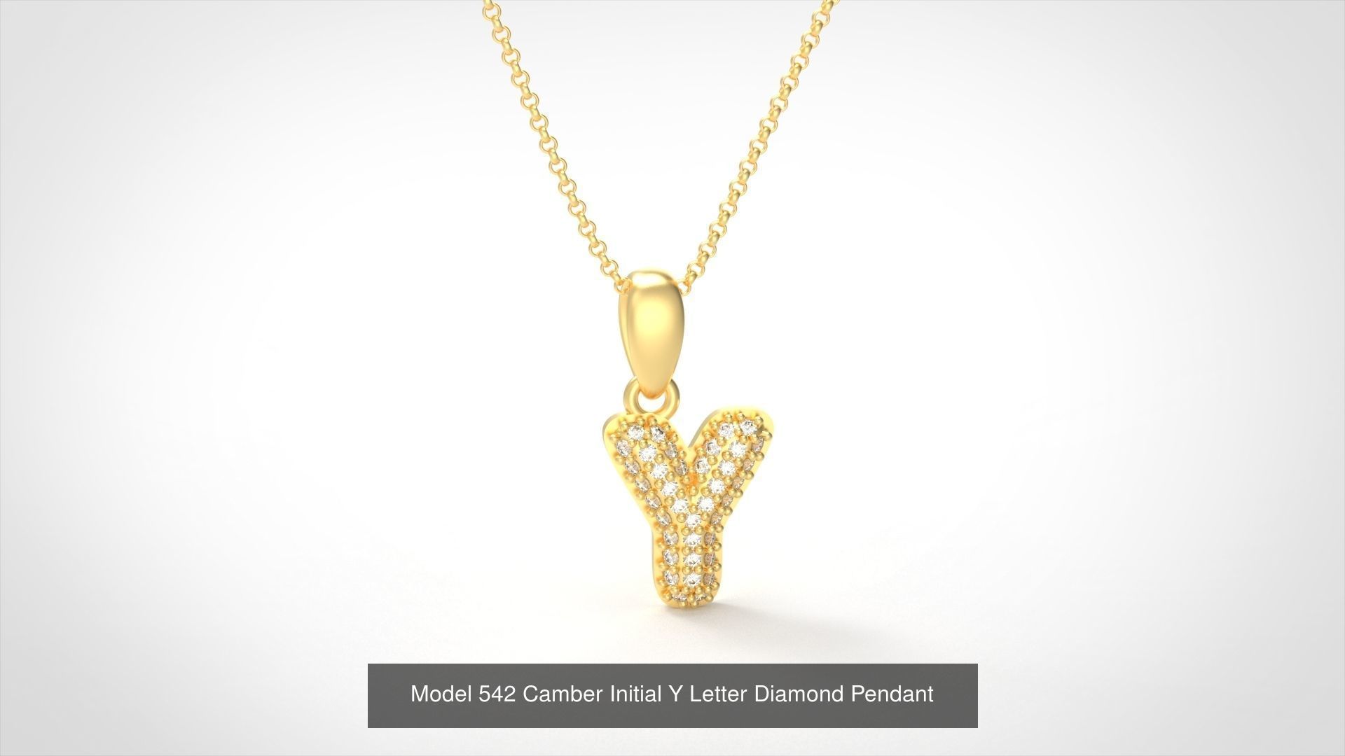 Camber Initial All Letter Diamond Pendant 3D Model Collection_29