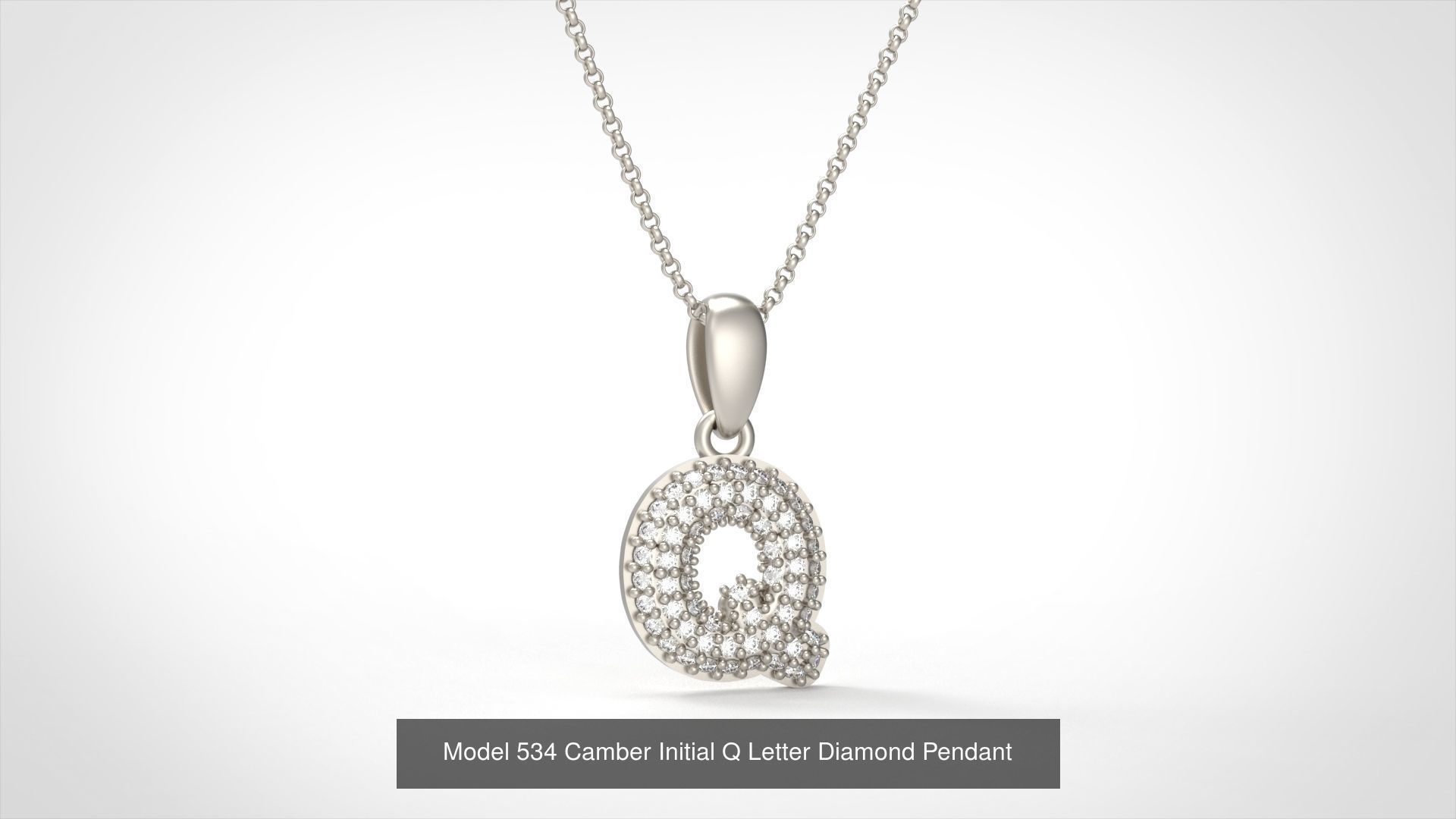 Camber Initial All Letter Diamond Pendant 3D Model Collection_21