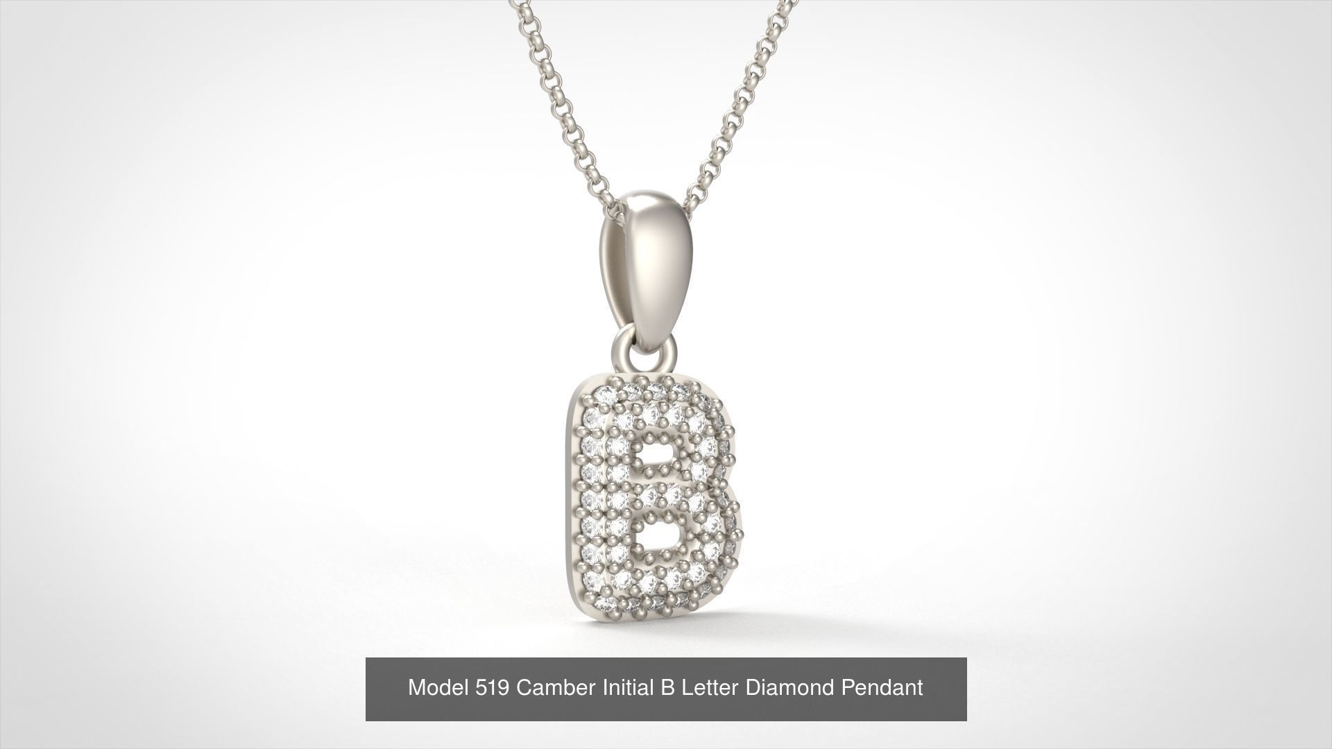 Camber Initial All Letter Diamond Pendant 3D Model Collection_6