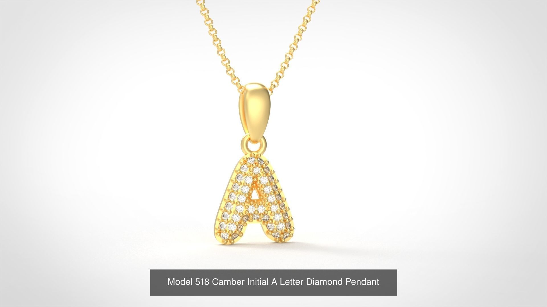Camber Initial All Letter Diamond Pendant 3D Model Collection_3