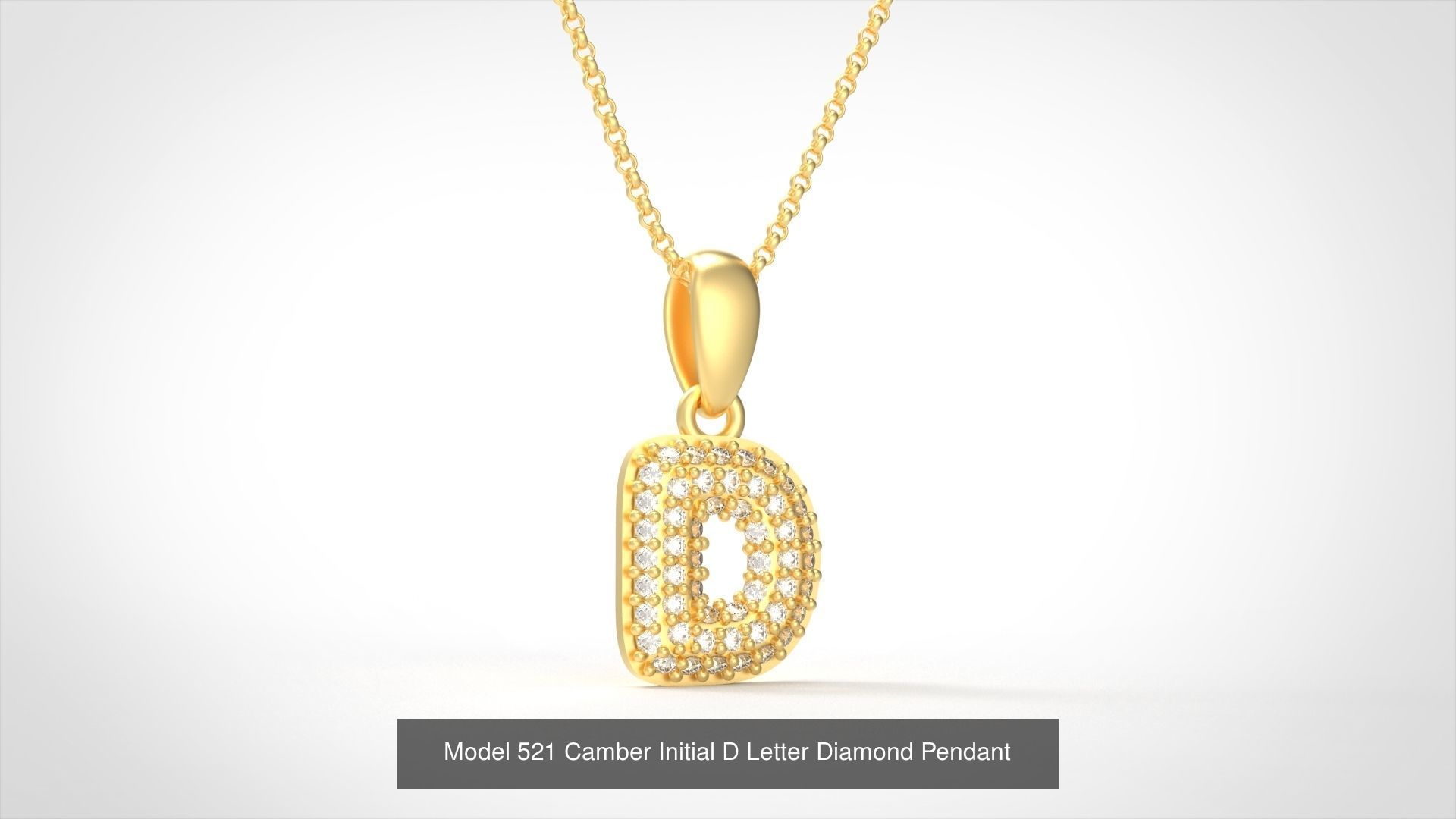 Camber Initial All Letter Diamond Pendant 3D Model Collection_8