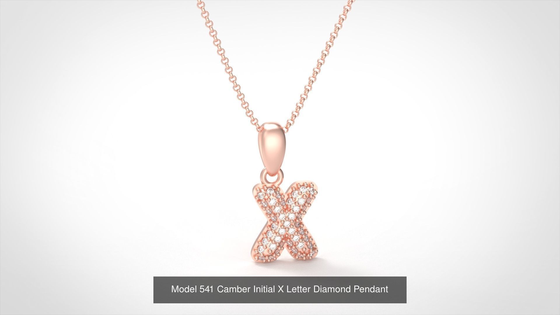 Camber Initial All Letter Diamond Pendant 3D Model Collection_28