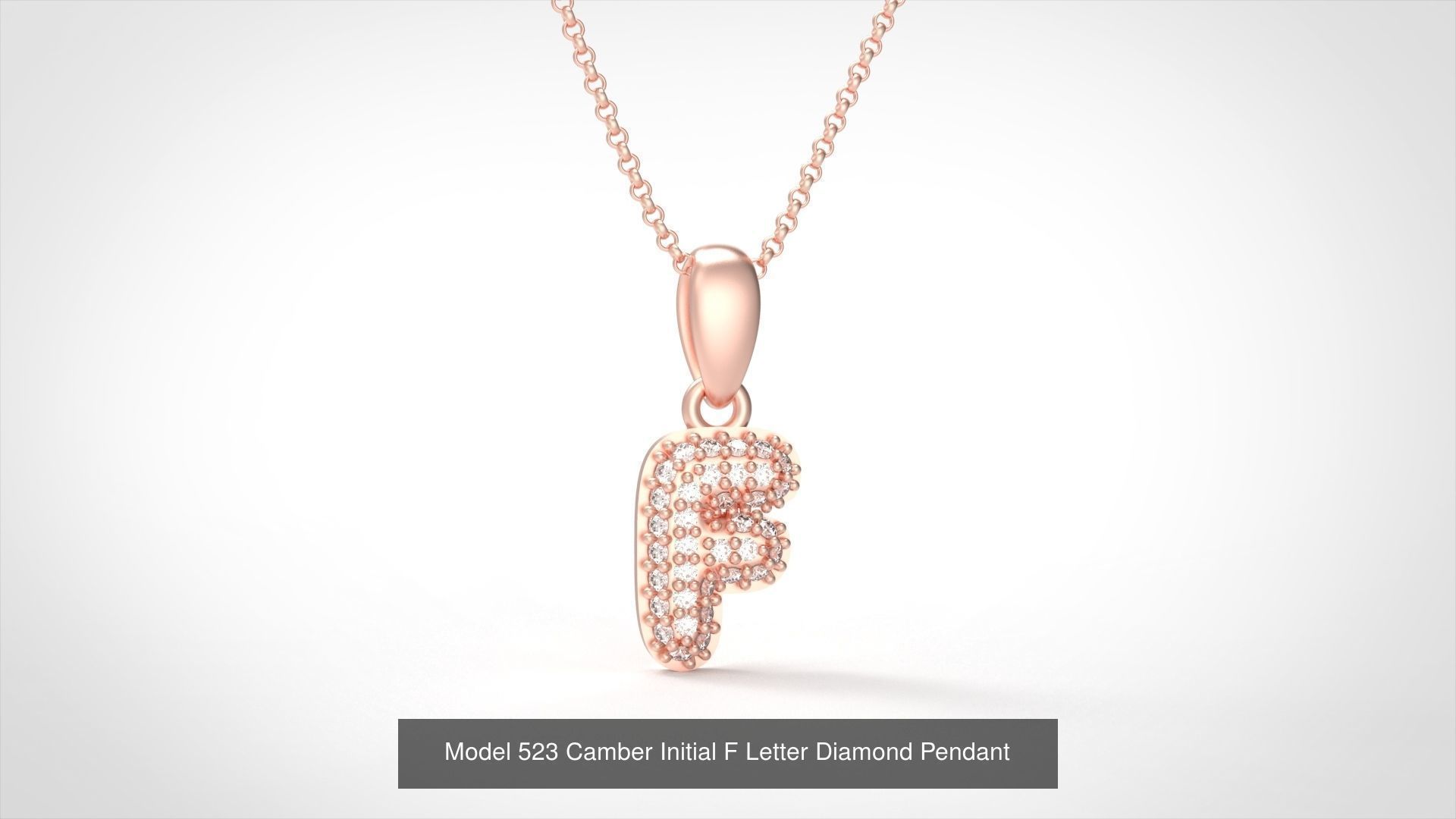 Camber Initial All Letter Diamond Pendant 3D Model Collection_10