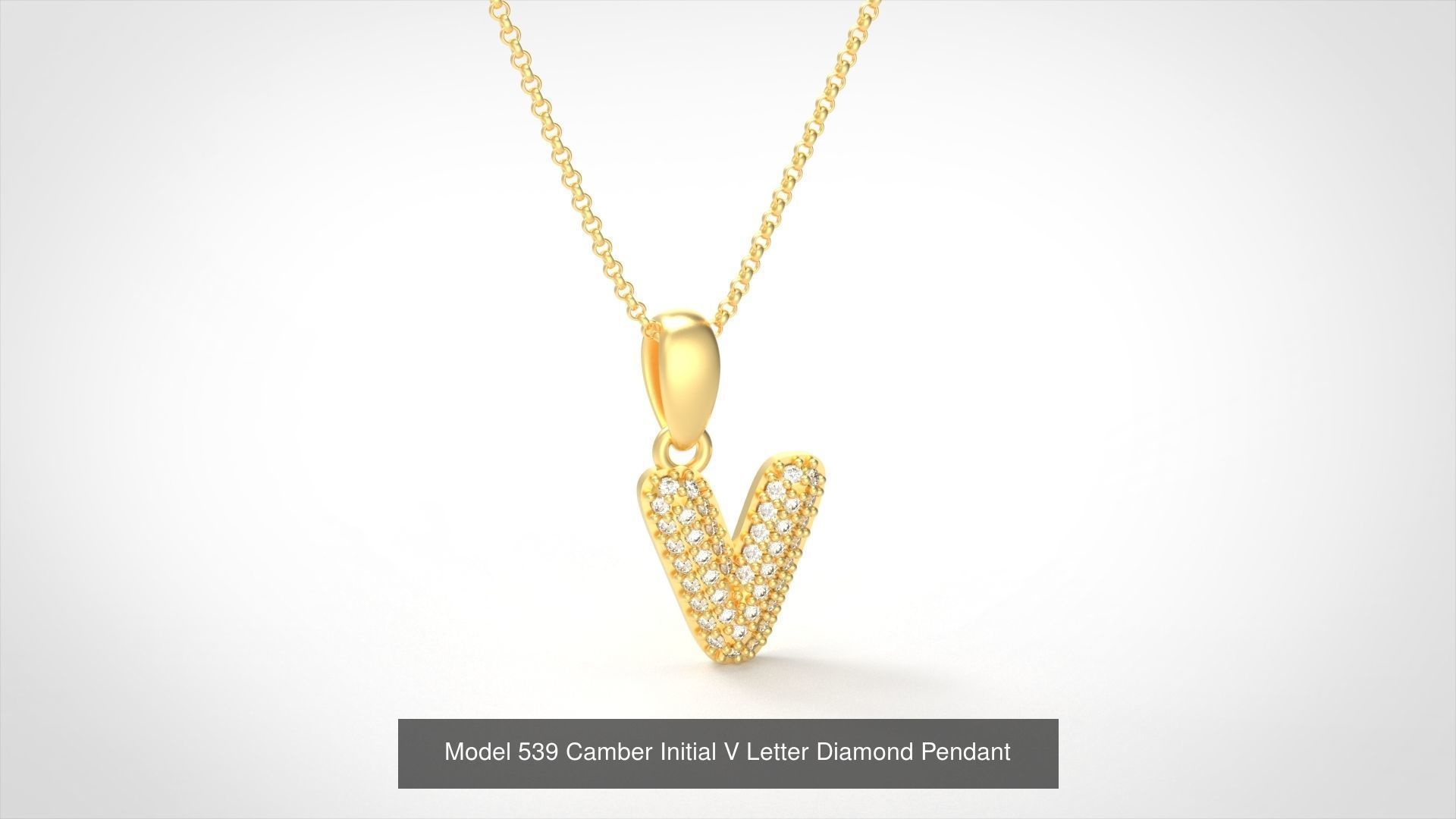 Camber Initial All Letter Diamond Pendant 3D Model Collection_26