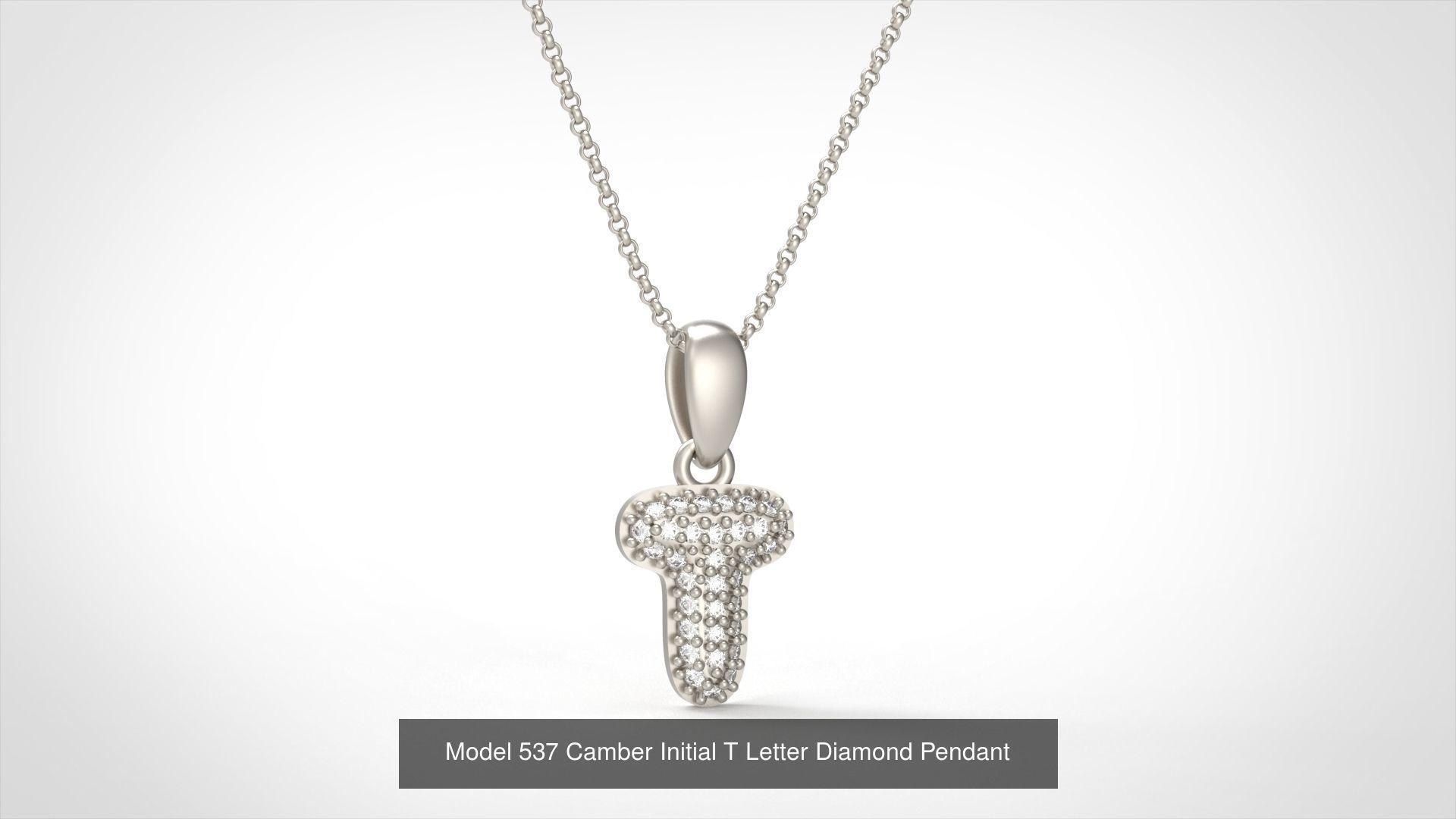 Camber Initial All Letter Diamond Pendant 3D Model Collection_24