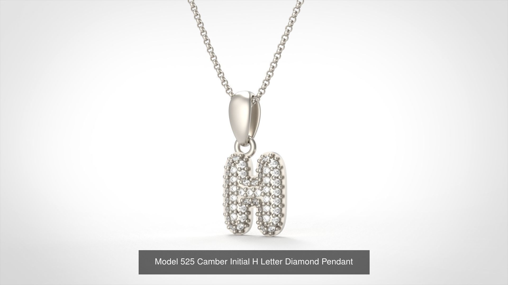 Camber Initial All Letter Diamond Pendant 3D Model Collection_12