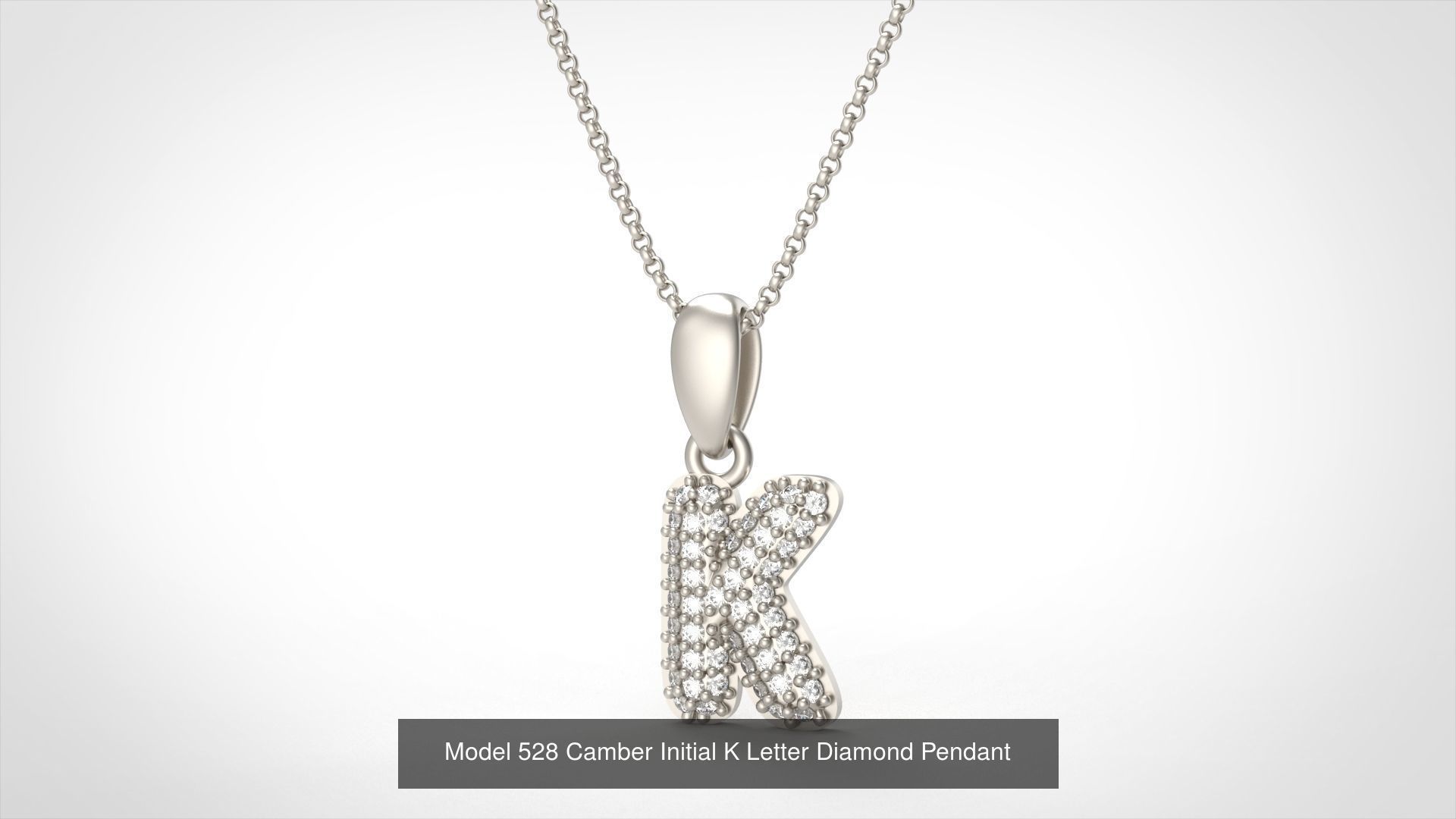 Camber Initial All Letter Diamond Pendant 3D Model Collection_15