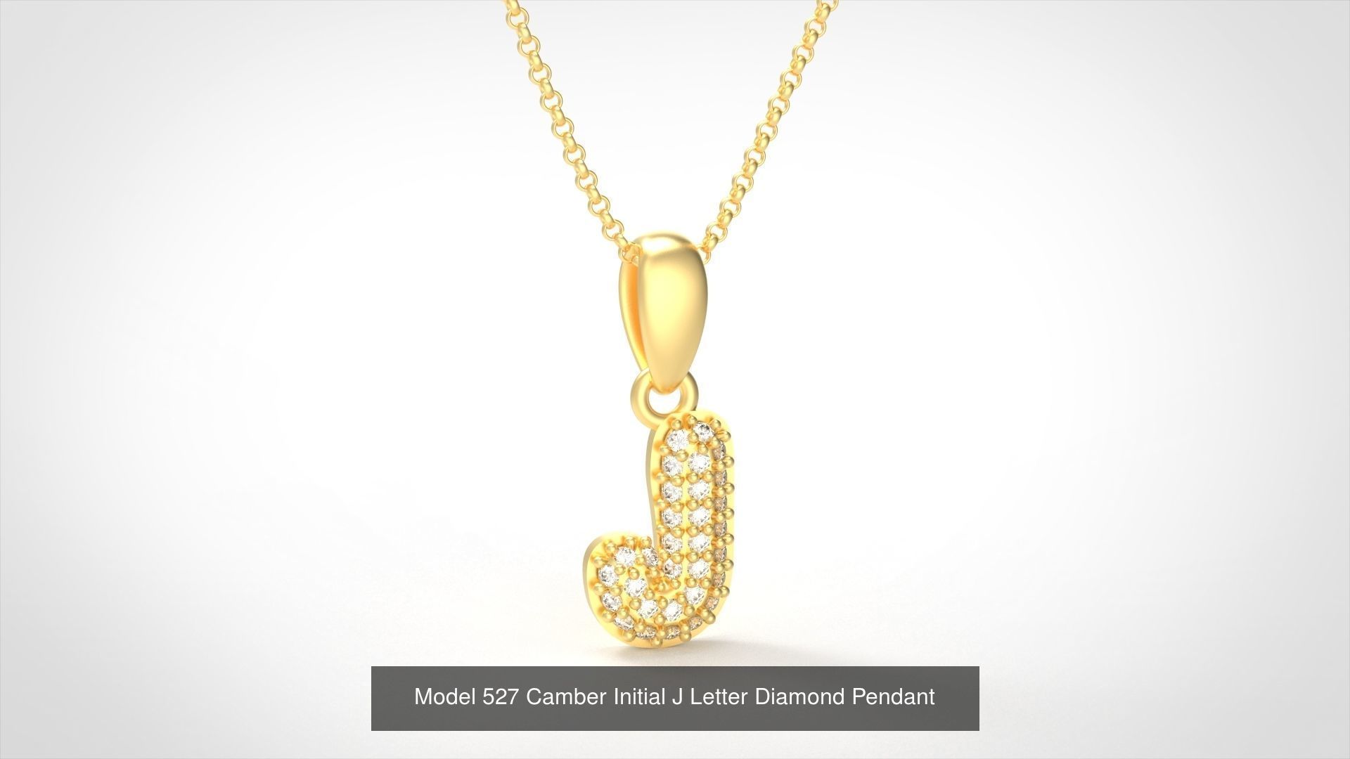 Camber Initial All Letter Diamond Pendant 3D Model Collection_14
