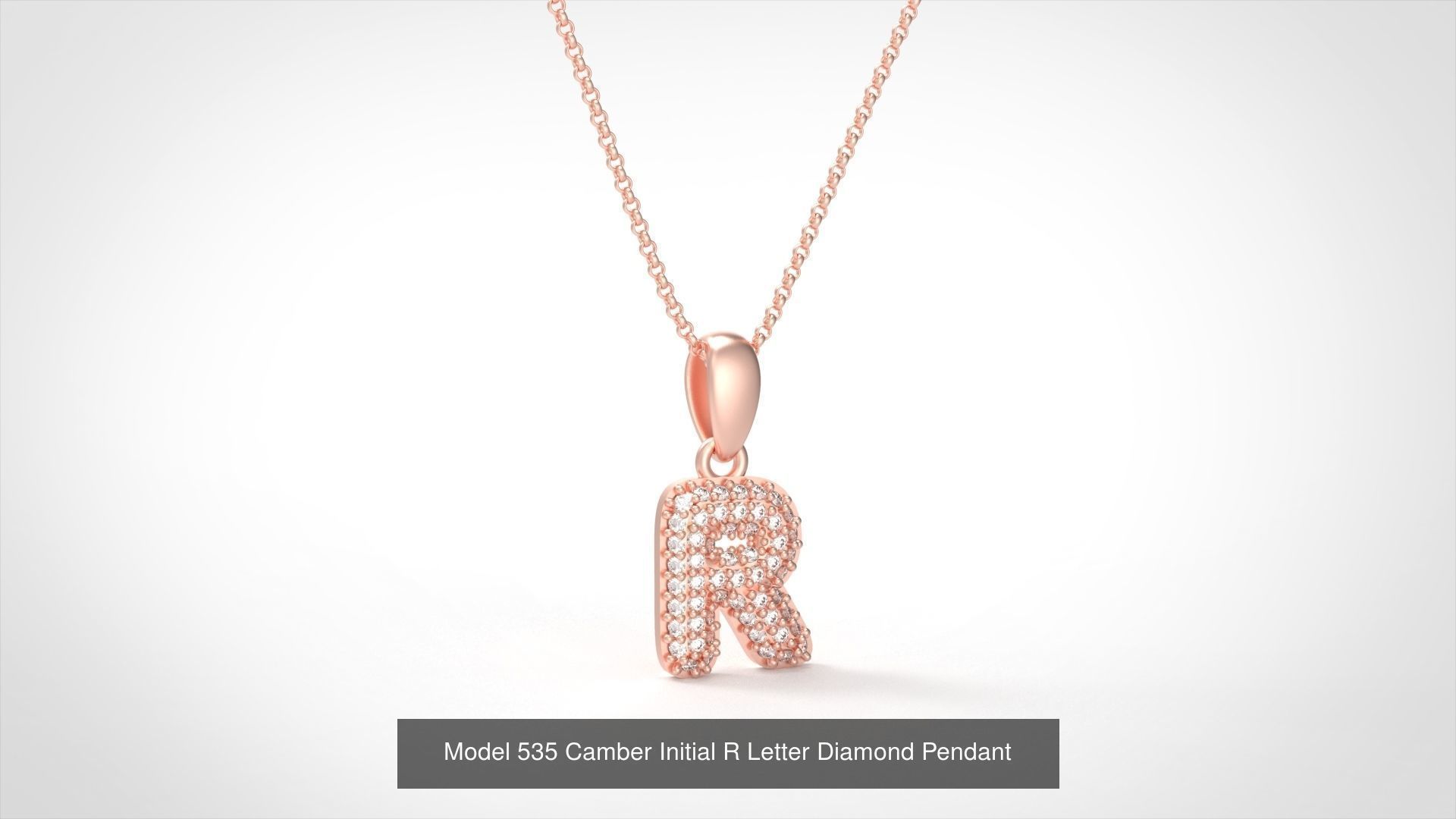 Camber Initial All Letter Diamond Pendant 3D Model Collection_22