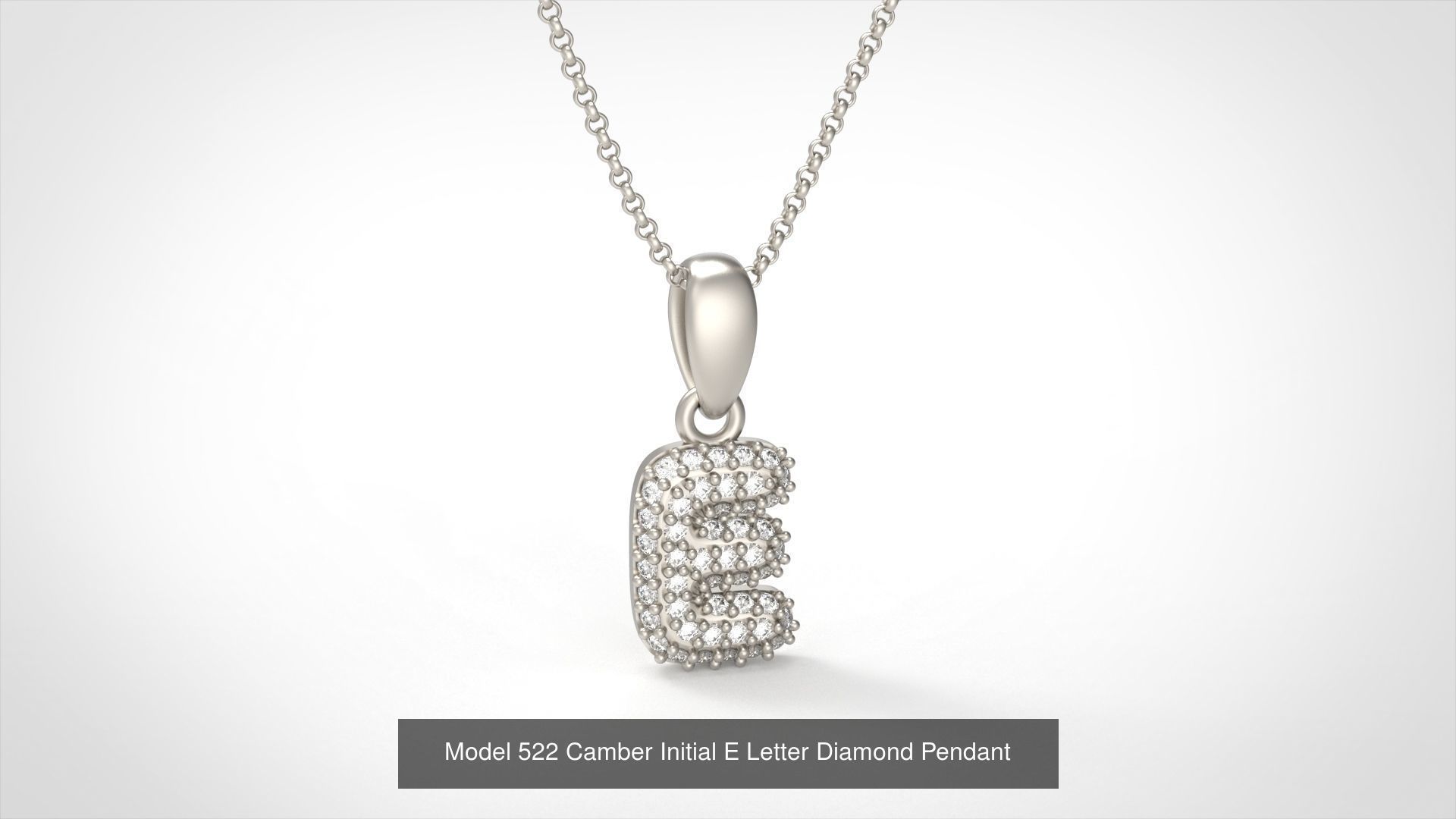 Camber Initial All Letter Diamond Pendant 3D Model Collection_9