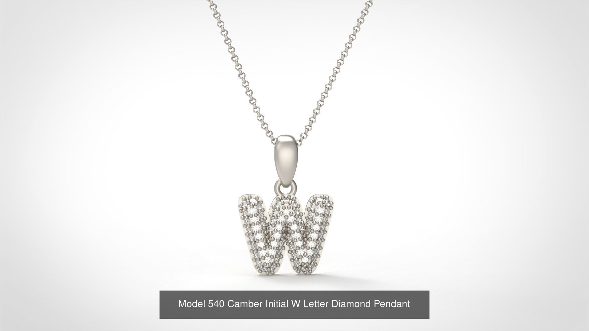 Camber Initial All Letter Diamond Pendant 3D Model Collection_27