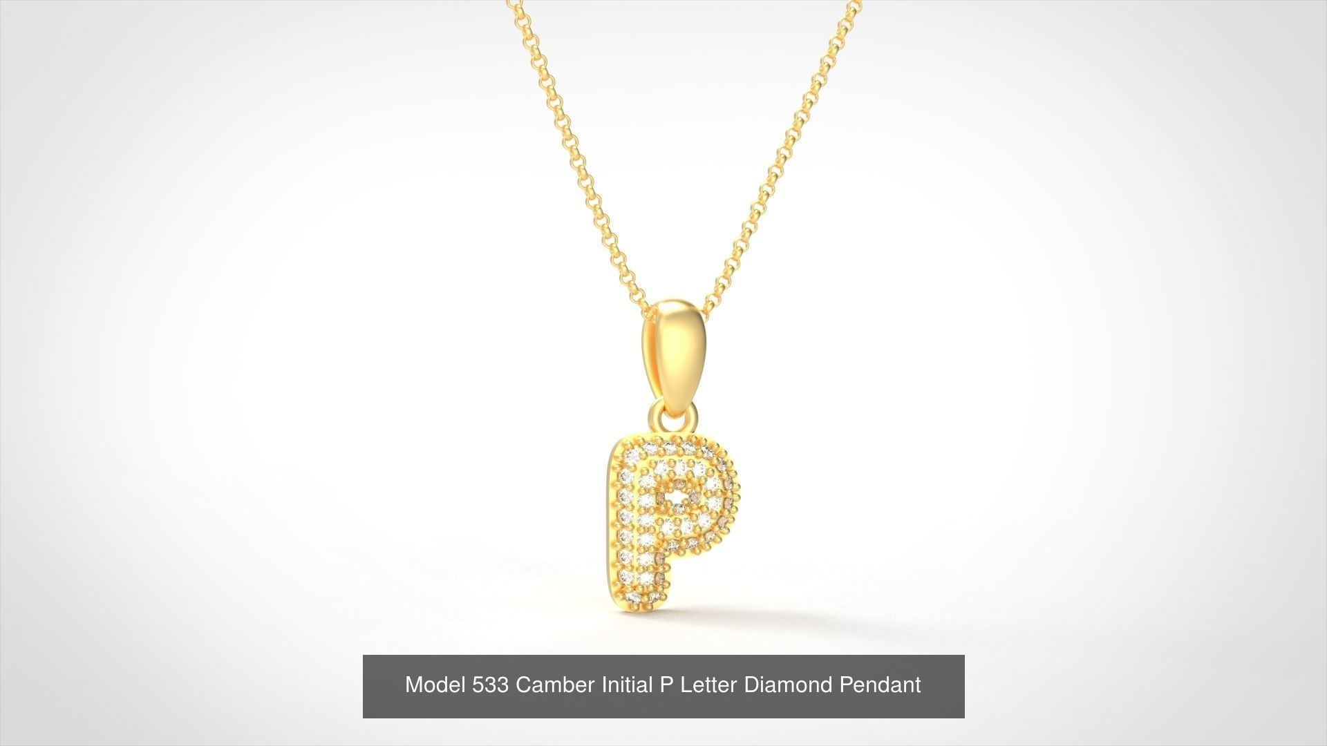 Camber Initial All Letter Diamond Pendant 3D Model Collection_20