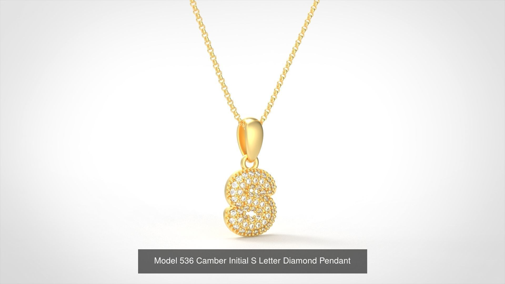 Camber Initial All Letter Diamond Pendant 3D Model Collection_23