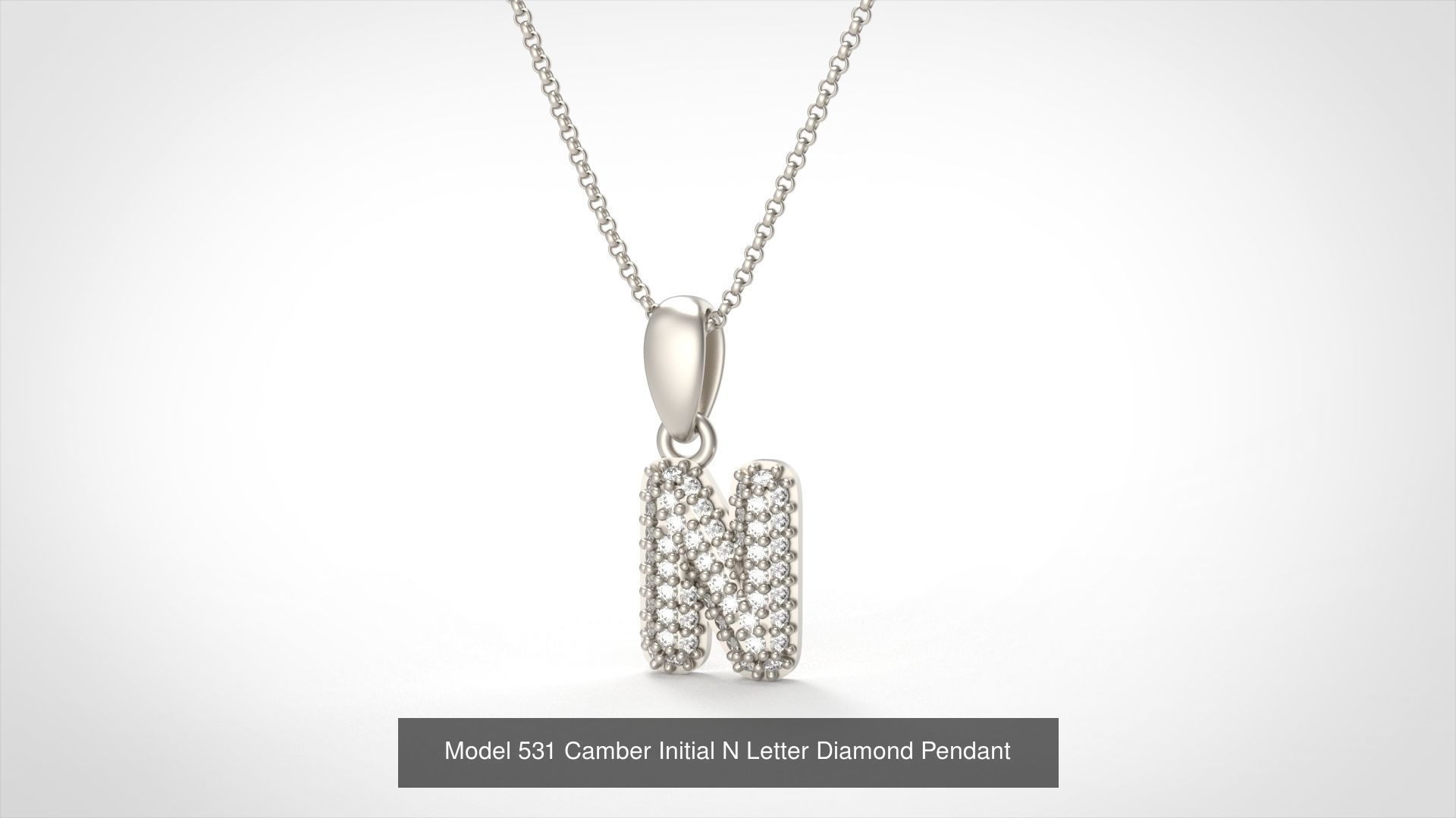 Camber Initial All Letter Diamond Pendant 3D Model Collection_18