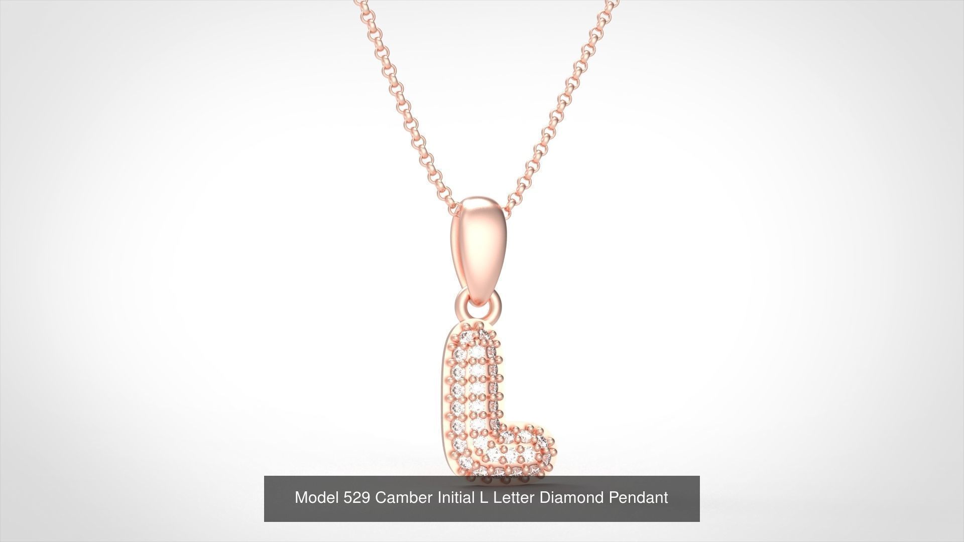 Camber Initial All Letter Diamond Pendant 3D Model Collection_16