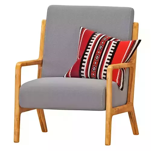 ASH WOOD AND LINEN ARMCHAIR