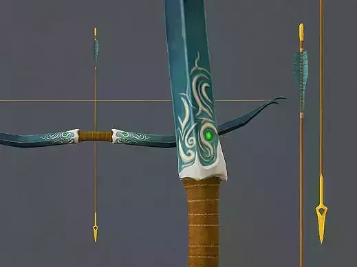 Elven Long Bow Low-poly 3D model